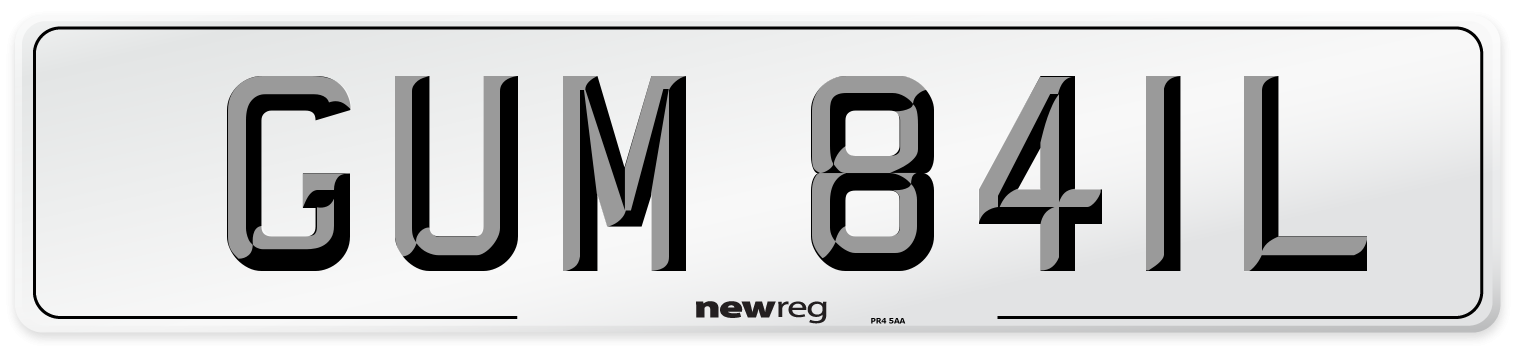 GUM 841L Number Plate from New Reg